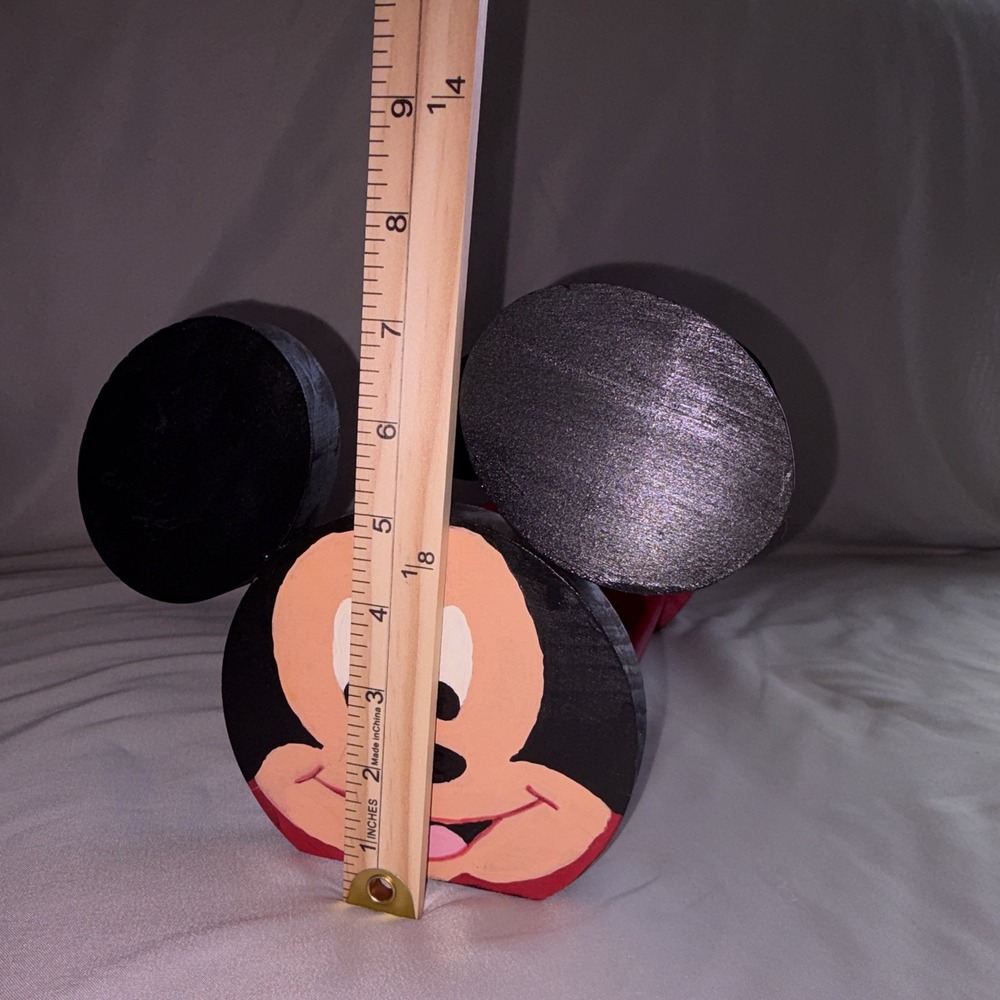 Vintage Disney Mickey Mouse Wooden Painted Holder/Rack Red & Black 13in x 8in - Picture 6 of 6
